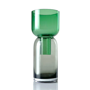 Flip vase en verre - Vert et gris - S