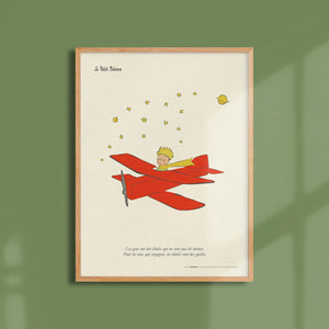 Poster Le Petit Prince de Saint-Exupéry - Avion