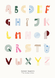 poster Alphabet Spaghetti - colourful (English) By All The Way To Paris